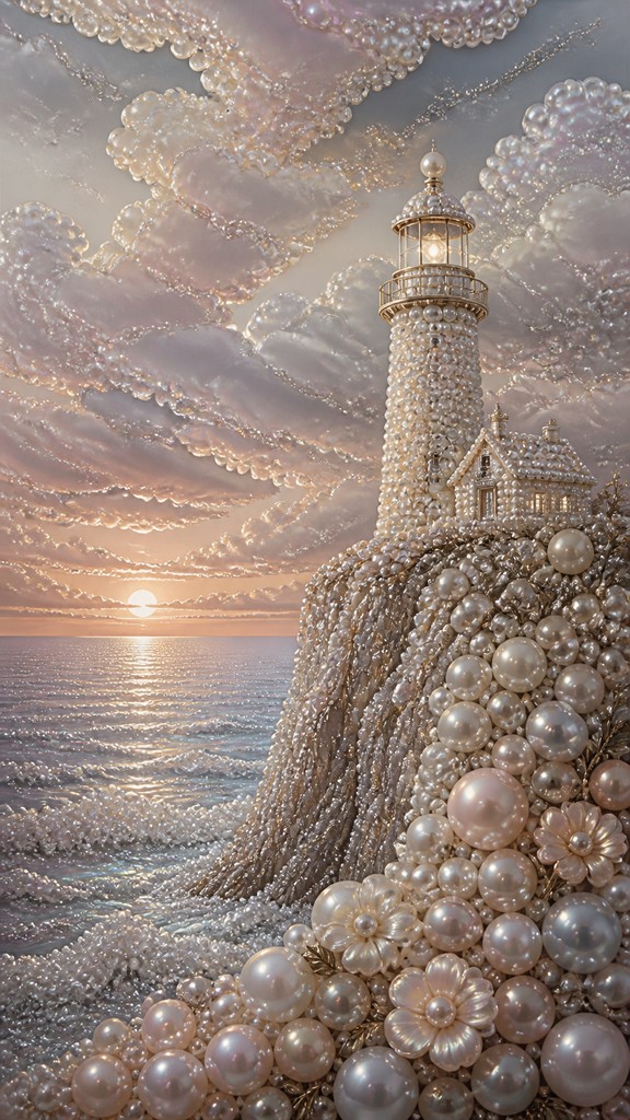 a lone lighthouse on a cliff at dusk under a dramatic sky, no text or lettering