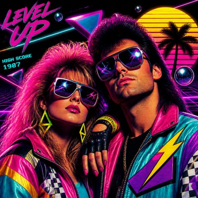 portrait of two people together — 80s Retro Aesthetic