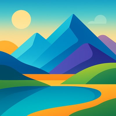 serene landscape with mountains and water