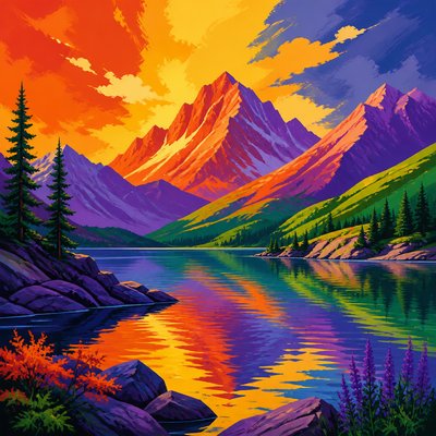 serene landscape with mountains and water