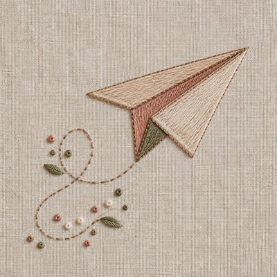 a paper plane, clean minimal composition on a plain background, no text