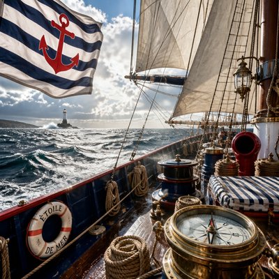 sailing ship on a stormy sea