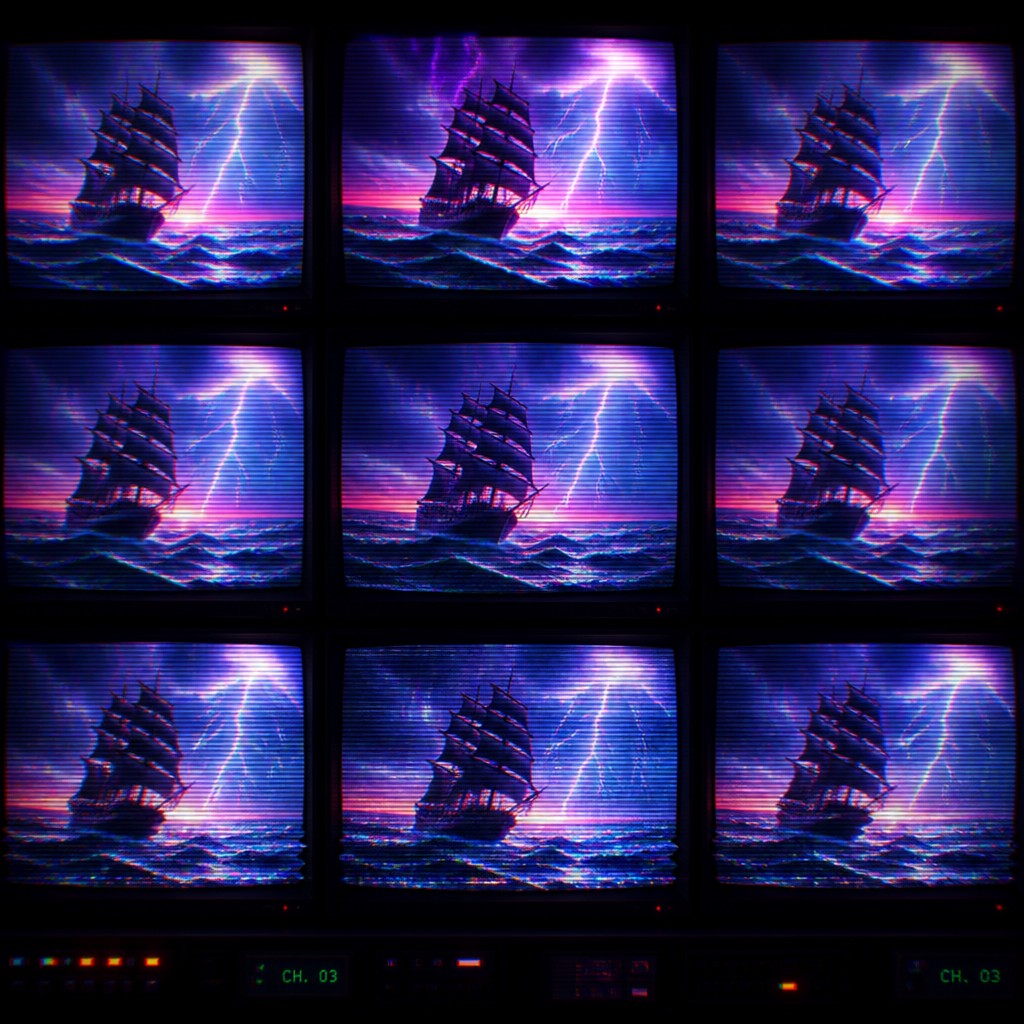 sailing ship on a stormy sea — Video Art Style