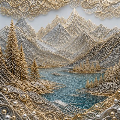 serene landscape with mountains and water