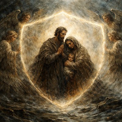 Without words express “For thou, Lord, shalt bless the righteous: thou hast compassed us as with a shield of favour.” (Psalms 5:12, Brenton)
