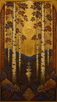 a serene birch forest in soft morning light, no people, no text