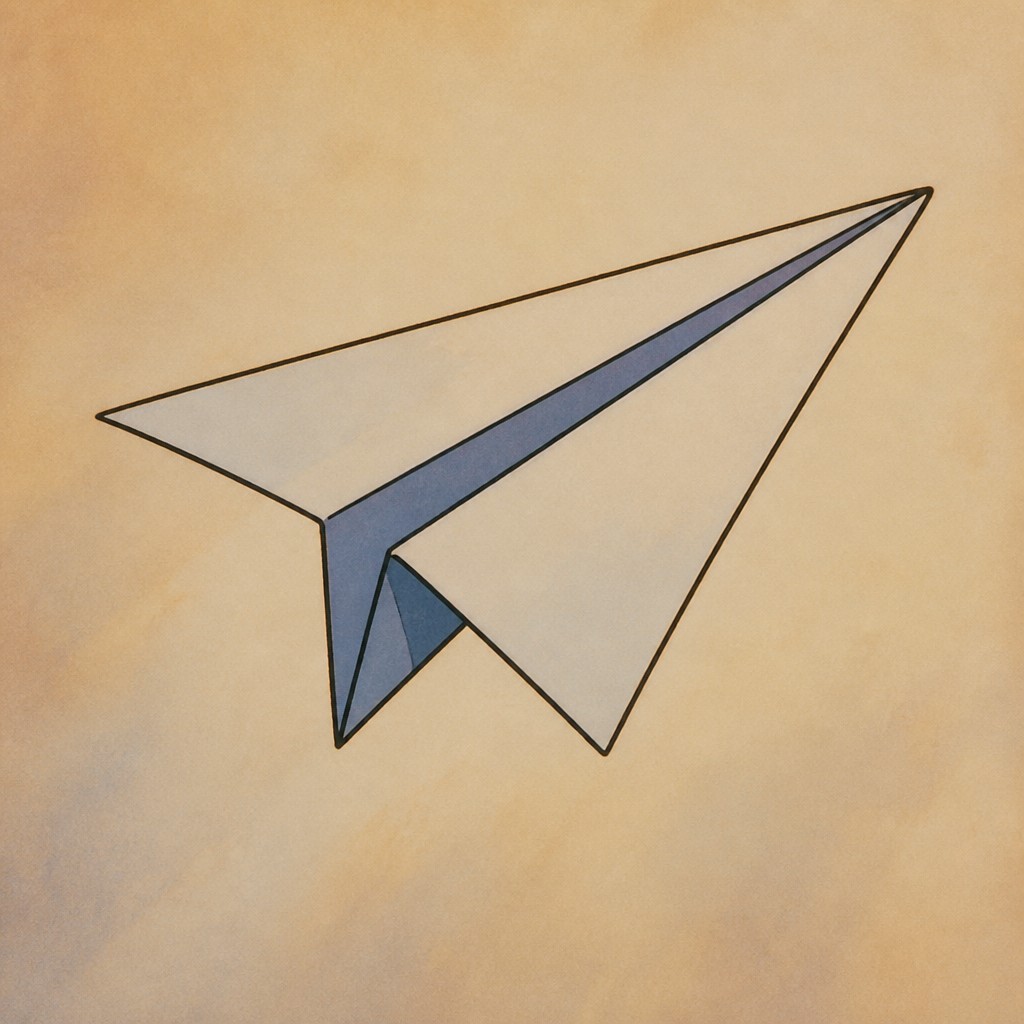 a paper plane, clean minimal composition on a plain background, no text