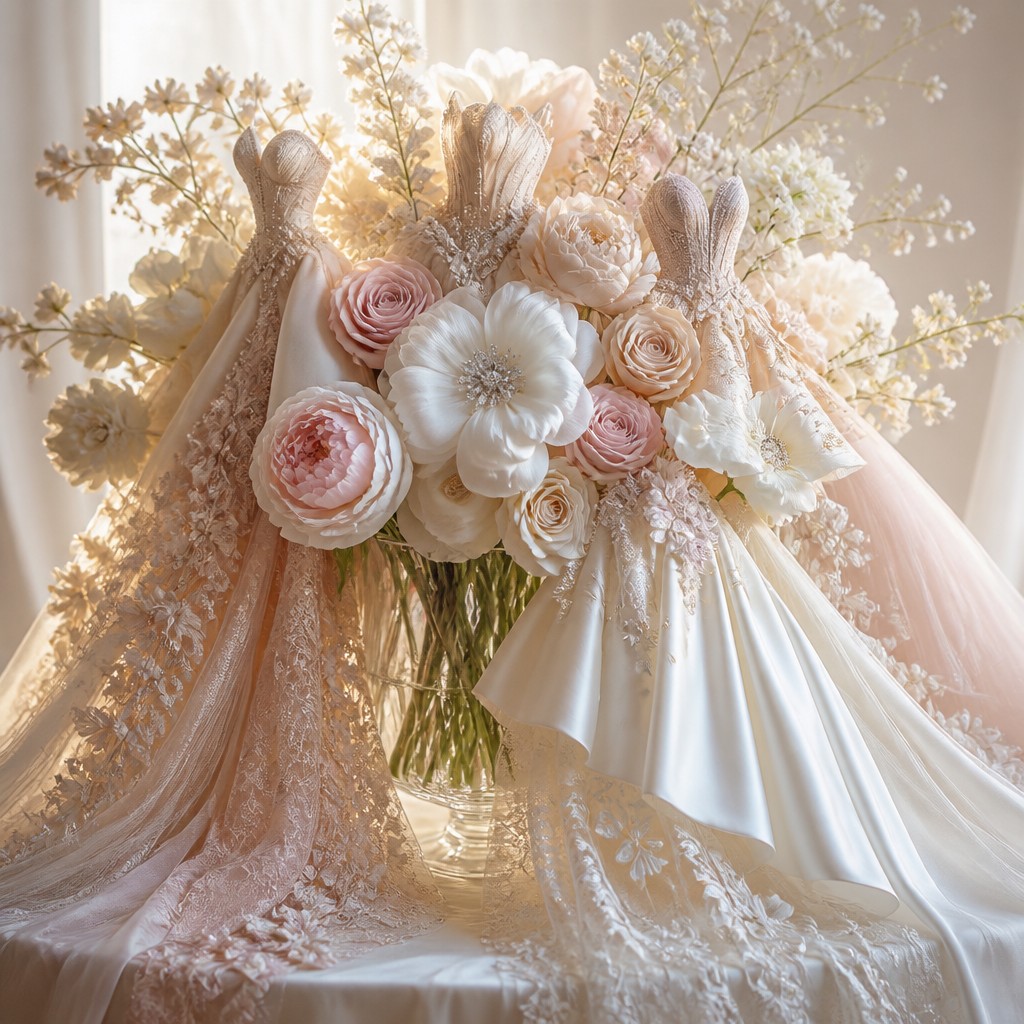 bouquet of flowers in a glass vase — Bridal Couture Fashion Design