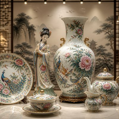 wide landscape with natural scenery — Porcelain Art Style