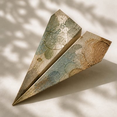 a paper plane, clean minimal composition on a plain background, no text