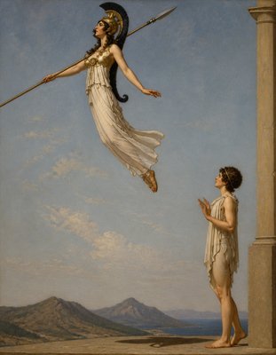 a painting of a woman flying through the air