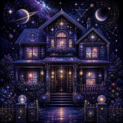 house with front view — Spacecore Aesthetic