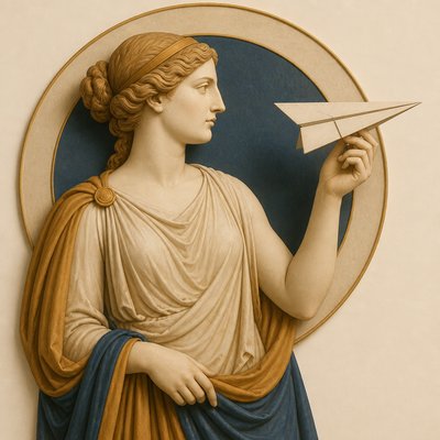 a paper plane, clean minimal composition on a plain background, no text