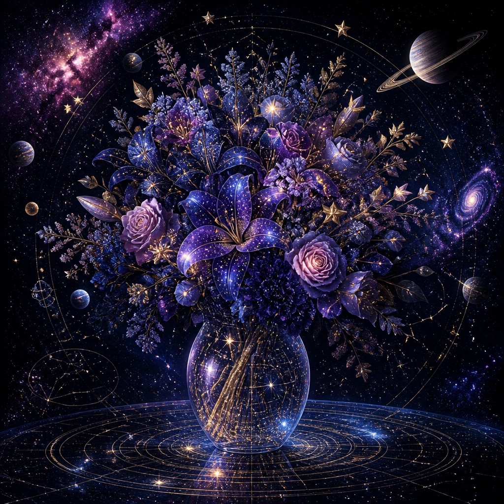 bouquet of flowers in a glass vase — Spacecore Aesthetic