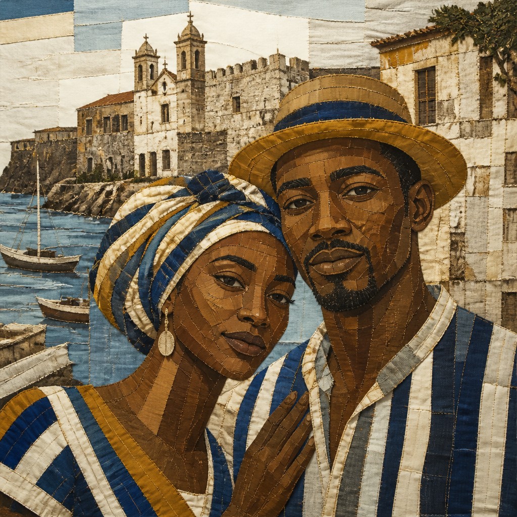 portrait of two people together — Cape Verdean Art Style