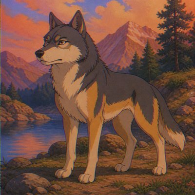 animal standing in natural pose — Vintage Retro Anime Art Style