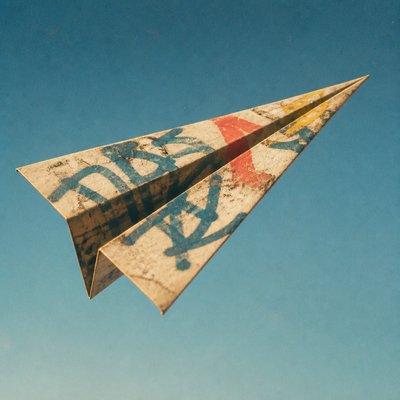 a paper plane, clean minimal composition on a plain background, no text