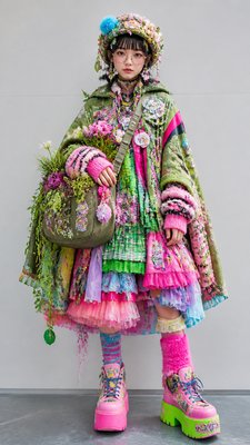 full-body original character: a wandering botanist with a satchel of plants, a patched green cloak, tall boots and round glasses, neutral background