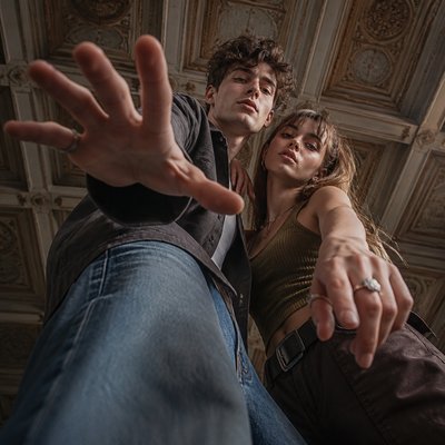 portrait of two people together — Dramatic Foreshortening Art Style