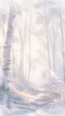 a serene birch forest in soft morning light, no people, no text