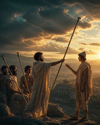 a group of people standing on top of a mountain