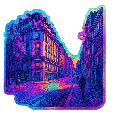 Holographic Sticker Design Style Transfer Example