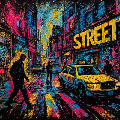 urban street with city activity