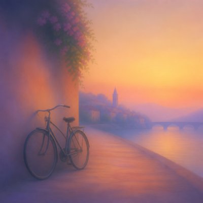 bicyle resting against a wall — Gradation Art Style
