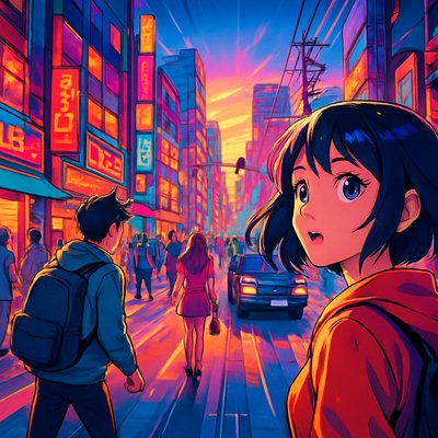 urban street with city activity