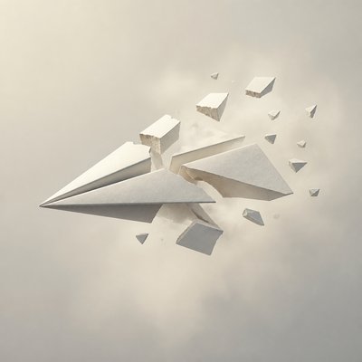 a paper plane, clean minimal composition on a plain background, no text
