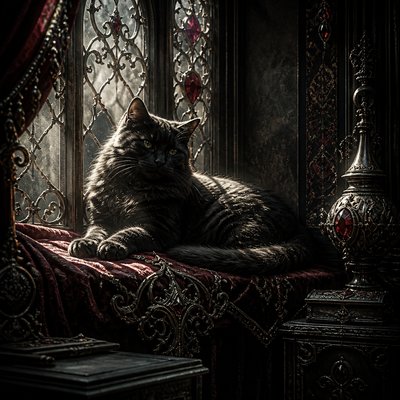 a cat lounging in a sunlit window