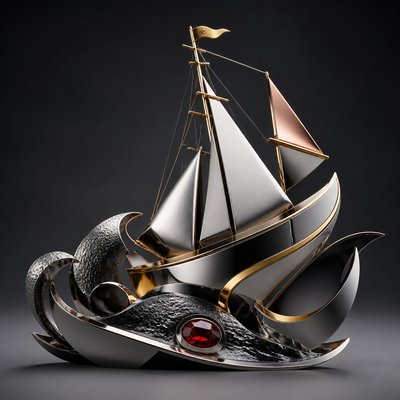 sailing ship on a stormy sea