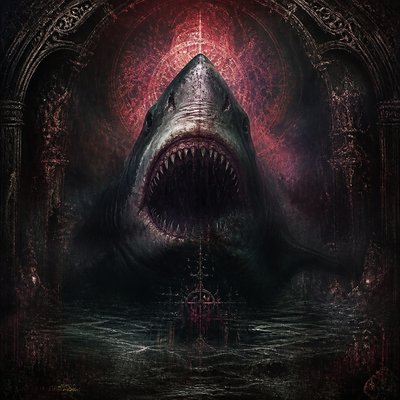 shark emerging from the depths of water