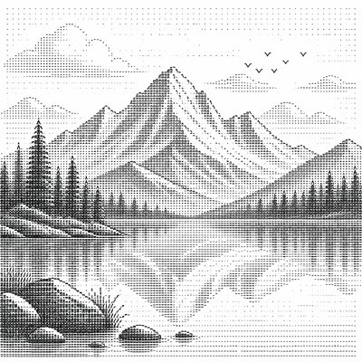 serene landscape with mountains and water