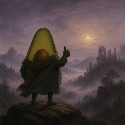 a happy avocado character giving a thumbs up, bold readable design on a plain background, no text