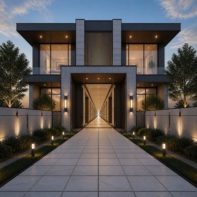 house with front view — One-Point Perspective Art Style