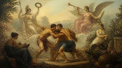 greco-roman athletes competing for honor, strength, and glory
