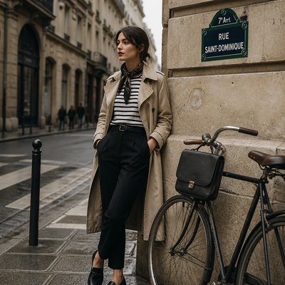 bicyle resting against a wall — Parisian Chic Fashion Style