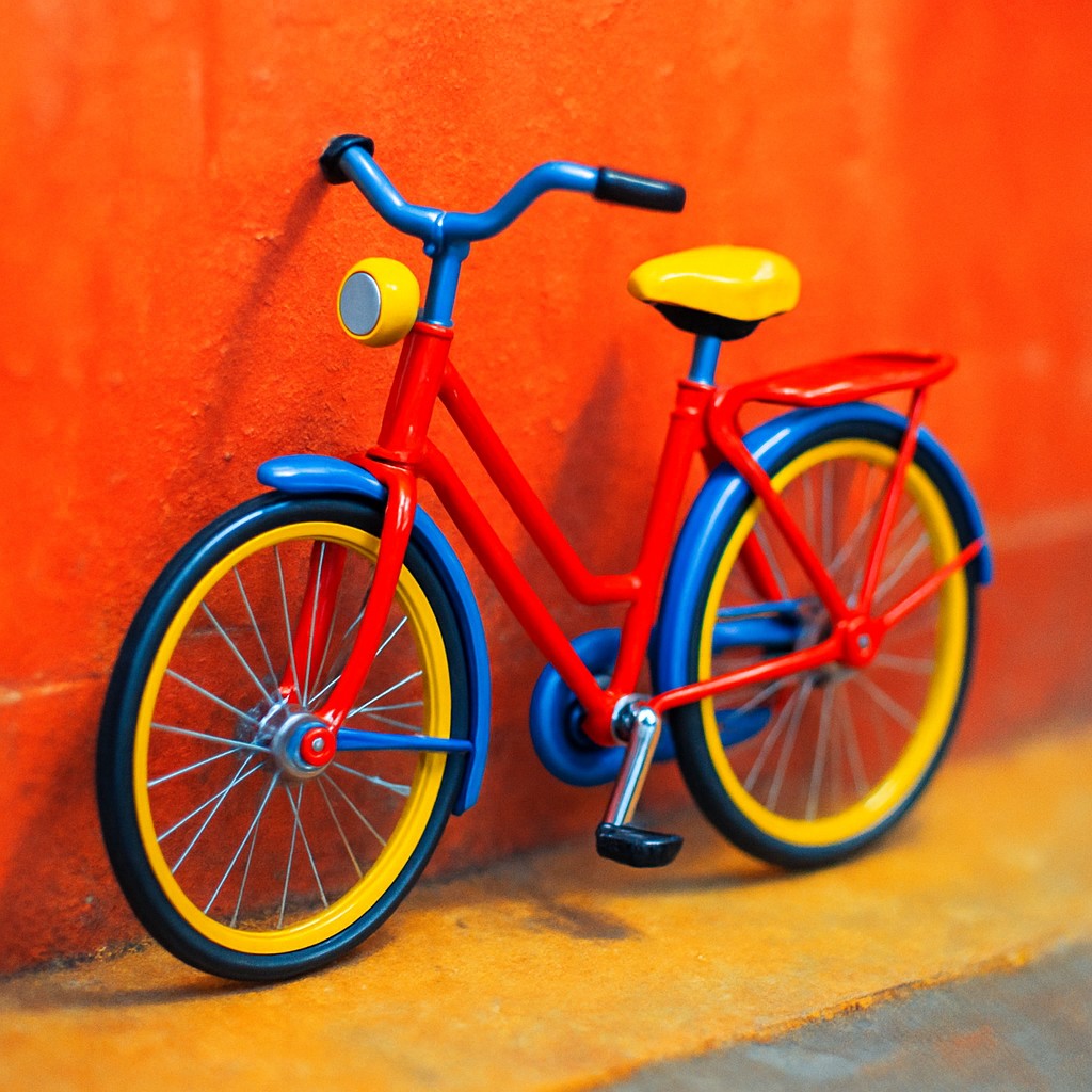 bicyle resting against a wall