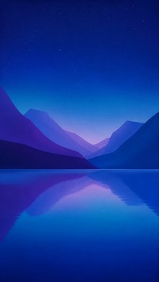 a tranquil mountain lake beneath a starry night sky, no people, no text