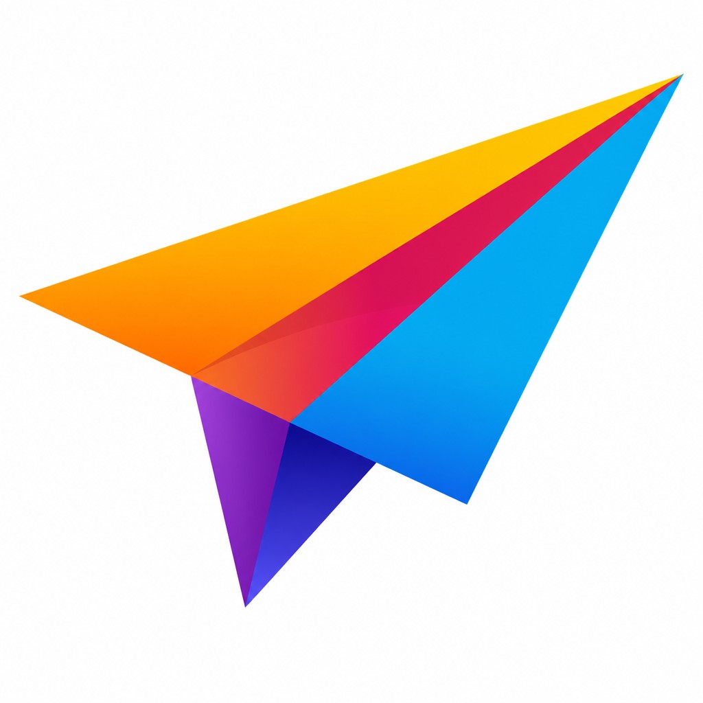 a paper plane, clean minimal composition on a plain background, no text