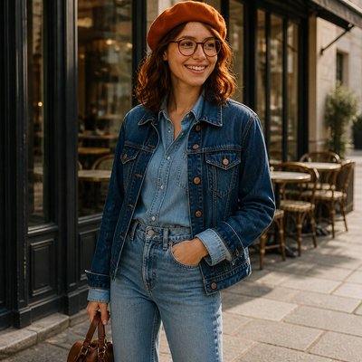 Denim-on-Denim Fashion Style Style Transfer Example