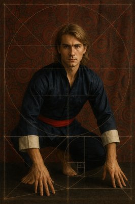 a man sitting on the ground with his hands on his knees