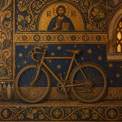 bicyle resting against a wall — Ravenna Art Style