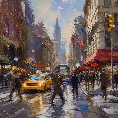 urban street with city activity