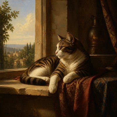 a cat lounging in a sunlit window