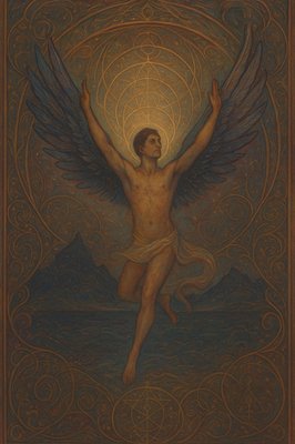 a painting of a man with angel wings