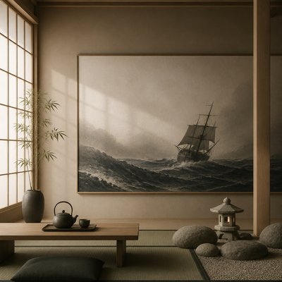sailing ship on a stormy sea