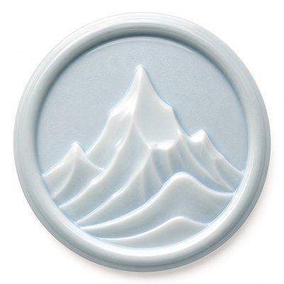 an emblem of a mountain peak inside a circle, simple bold shapes on a plain background, no text or lettering