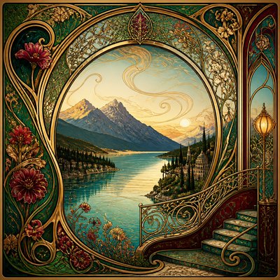 serene landscape with mountains and water